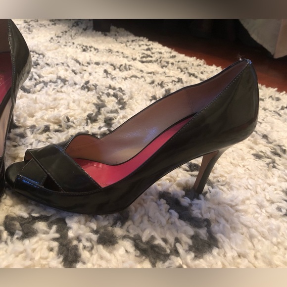 Kate Spade dark green peep toe heels size 6 - Picture 7 of 7